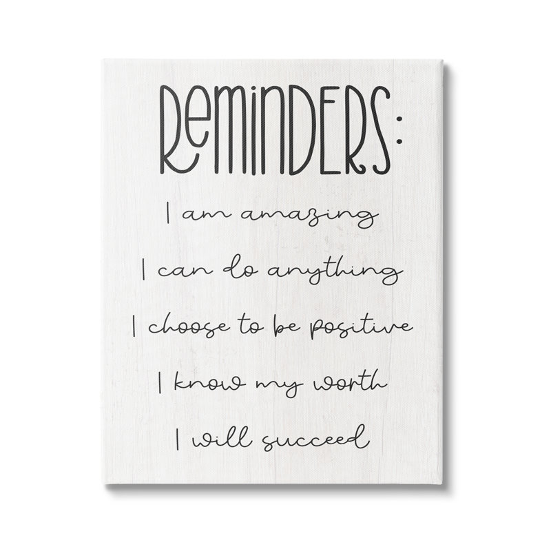 Positive Self Care Affirmation Reminders Rustic Wood Canvas Art