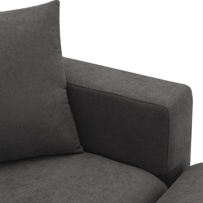 Tissu en forme de L avec, 4 canapé confortable pour les espaces de vie, fabrication en fer, dossier et coussins, capacité de poids de 300 lb, pièce modulaire moderne gris Dawn, appartement, bureau, structure, sièges,