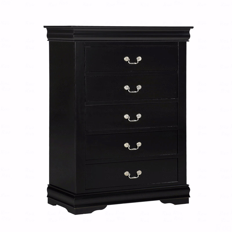 Armoire de rangement élégante et contemporaine en bois massif 1 tiroir Louis Philip 1Pc, Noir