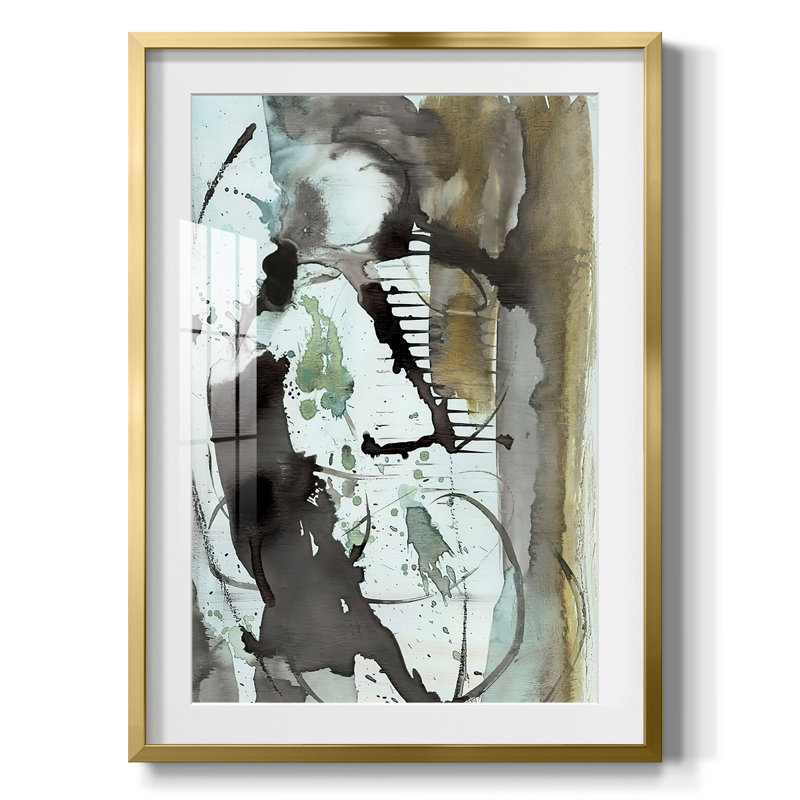 «Lyrical Abstract I», reproduction encadrée, H 25,5 po x l 17,5 po, Doré