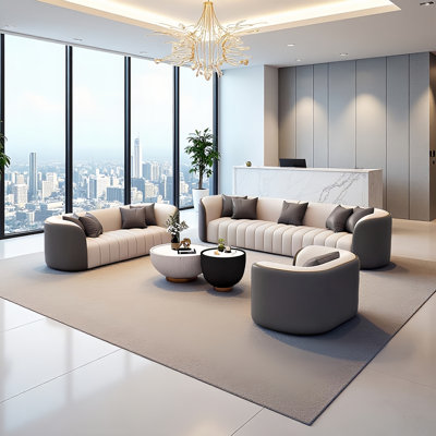 Six-Seater Grey Business Reception Sofa Sets