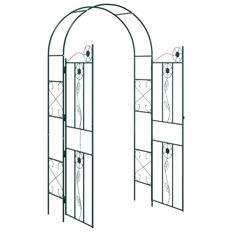 115cm W x 37cm D Steel Arbour, Green