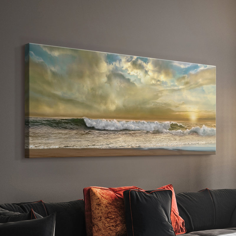  Evening Wave - Stretched Canvas with Frame - Ready to Hang, H 16 po x l 32 po