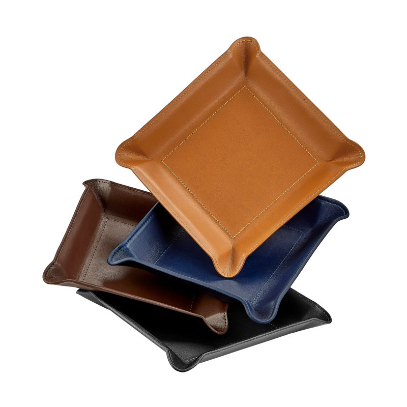 Graphic Image Valet Leather Catchall Tray, Leather, Tan