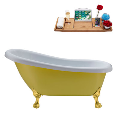61'' x 27.6'' Freestanding Soaking Acrylic Bathtub