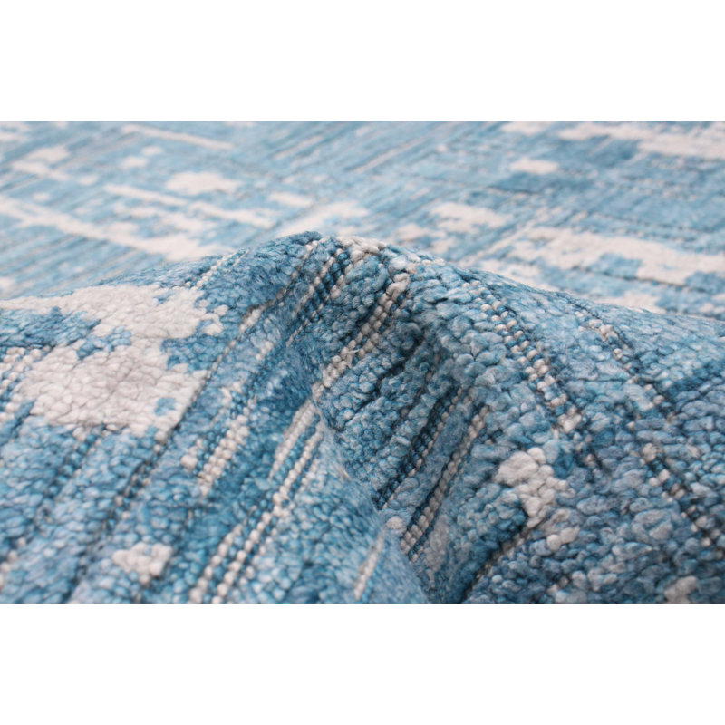 Tapis unique en viscose 9 pi x 12 pi turquoise New Age