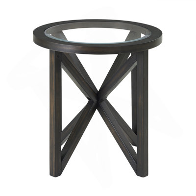 Table basse moderne simple en verre, table basse en verre trempé et base en bois massif