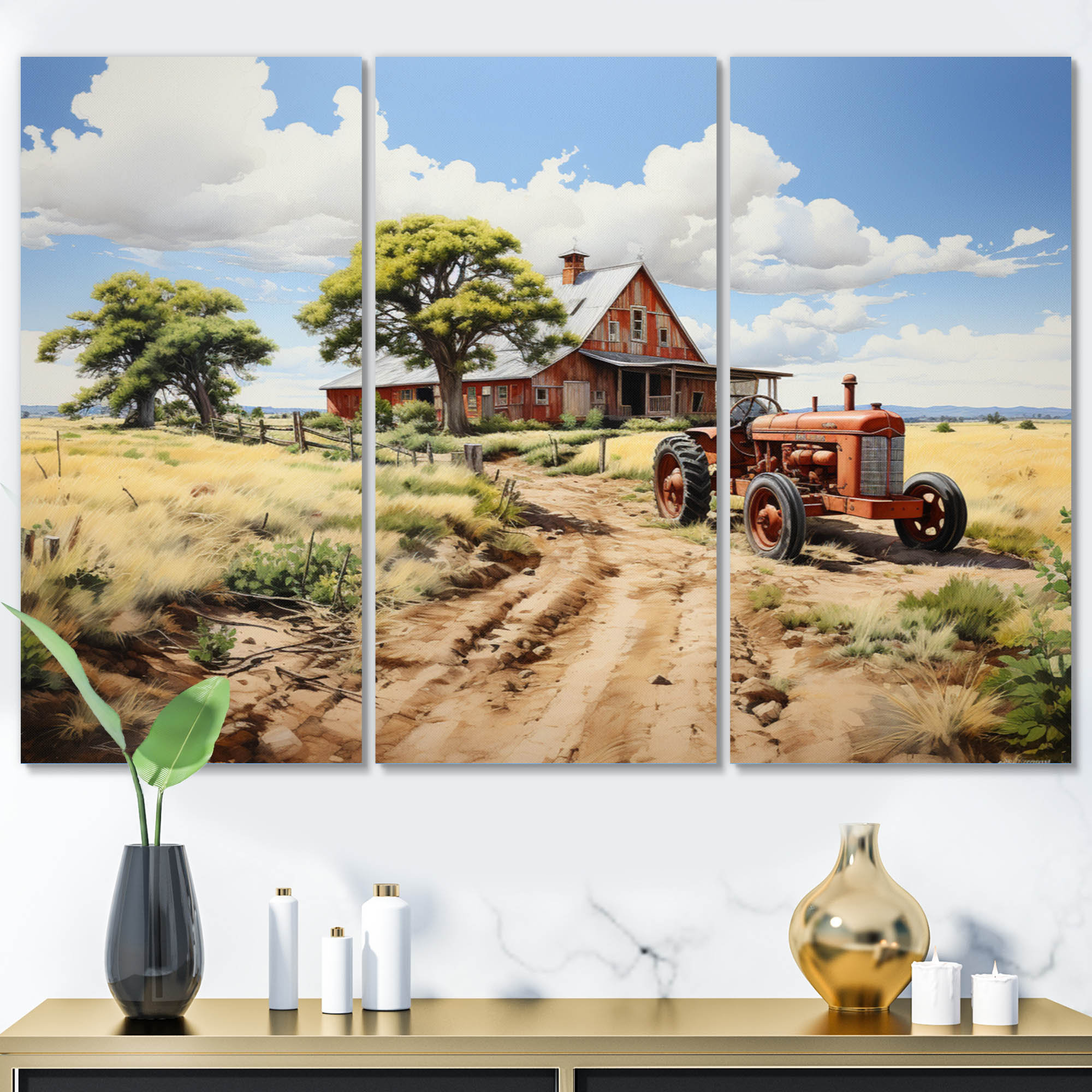 August Grove® Barns Rustic Charm VIII - Farmhouse Metal Wall Art Living