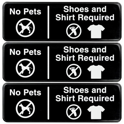Aucun animal de compagnie, chaussures, t-shirt requis