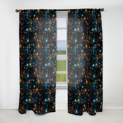 Blue Quantum Matrix Vision Geometric I - Abstract Geometric Room Darkening Curtain - 1 Panels