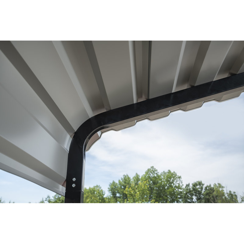 Charcoal Galvanized Steel Carport Kit with Black Frame