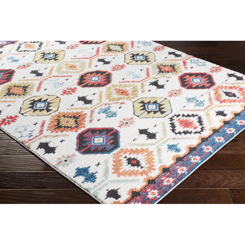 Tapis géométrique ivoire / brûlé Kinnen, Rectangle 5 pi 3 po x 7 pi 3 po