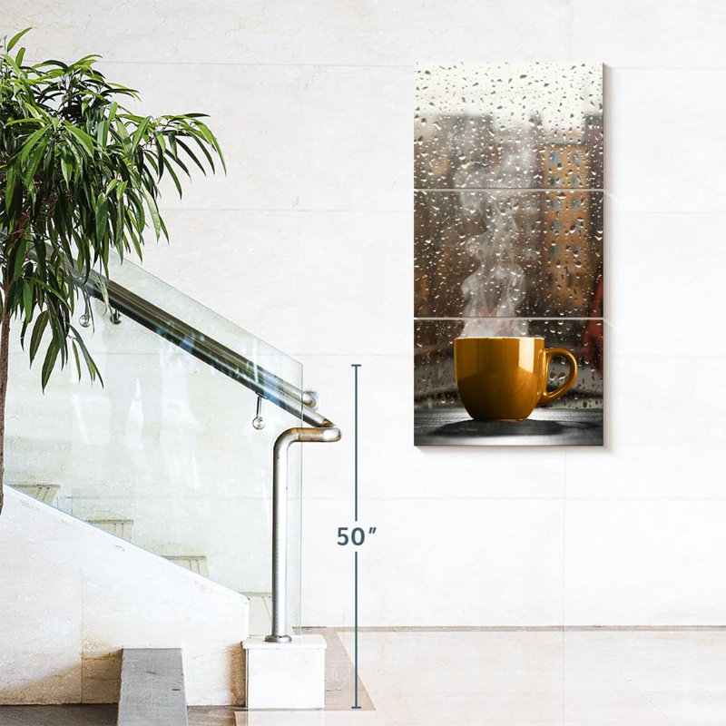 «Morning Cup Of Coffee On Canvas», ensemble de 3 pièces, H 62 po x l 30 po x P 1,25 po