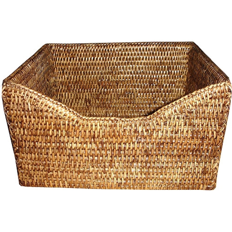 Rattan Small Utility / File Holder, Antique Brown