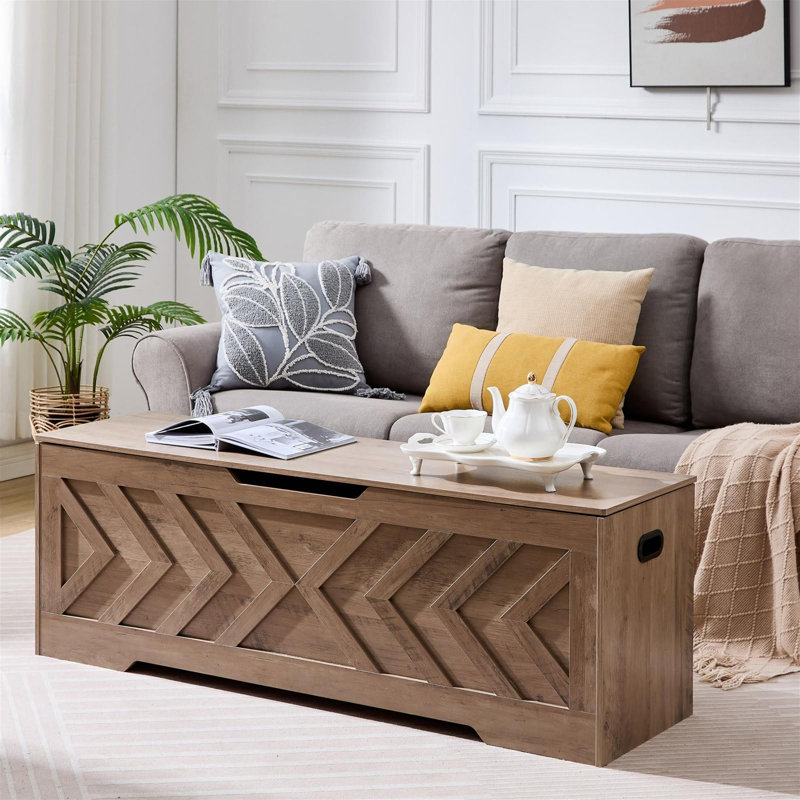 Coffre de rangement avec 2 charnières de sécurité, Greige