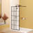 Framed Glass Shower Screen 34" Width X 72"Height With 1/4" 6Mm   , Matte Black Aluminum And Support Bar, Shower Door