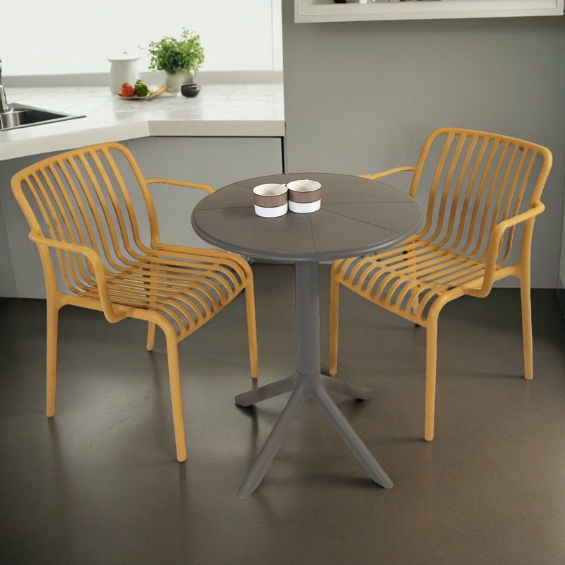 Beven 2 - Person Dining Set, Yellow/Grey