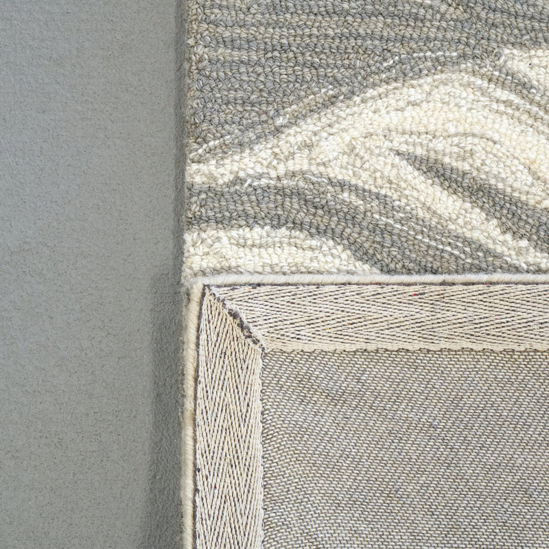 Tapis gris en laine tissé à la main Ariahnna, Rectangle 9 pi x 12 pi