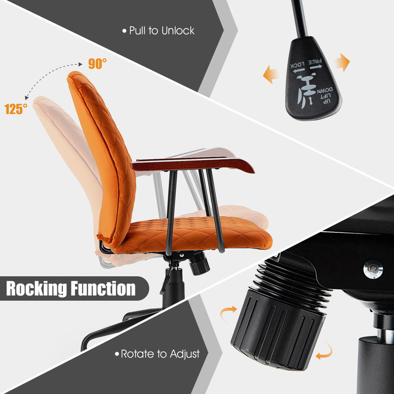 Limburg Velvet Task Chair, Orange
