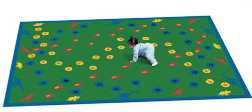Educational Dinosaur Walk Area Rug, Rectangle 5'4" x 7'8"