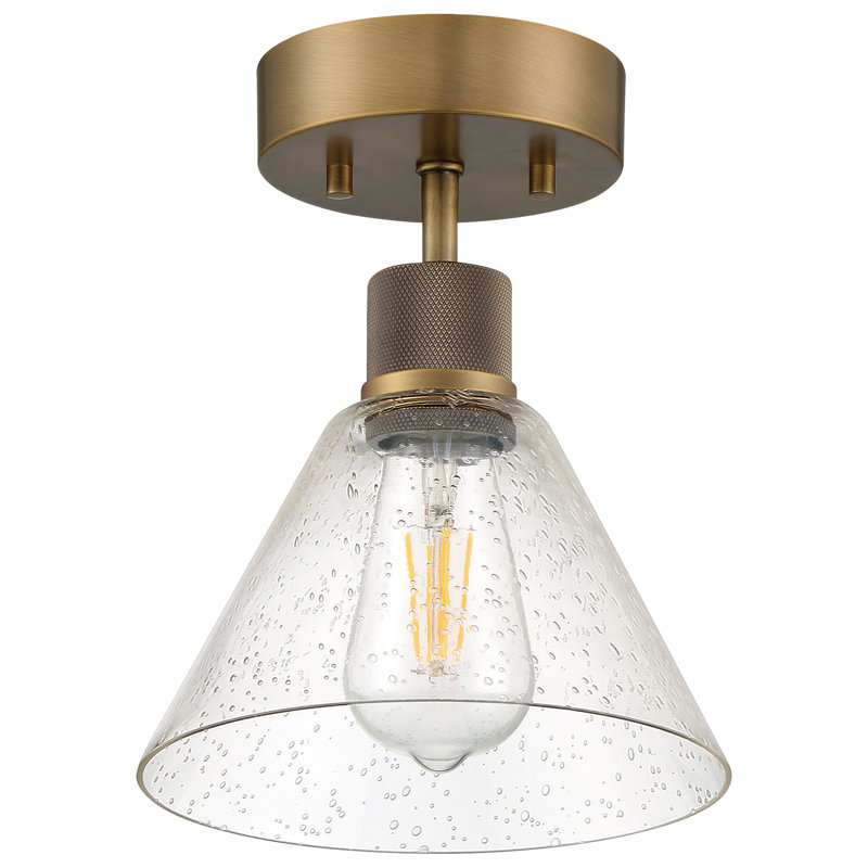Southglenn Glass Semi Flush Mount, Antique Brushed Brass