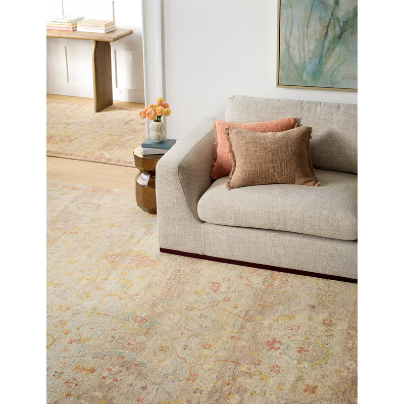 Nora Hand Knotted Wool Oriental Area Rug in Gray/Natural/Red, Rectangle 7'6" x 9'6"