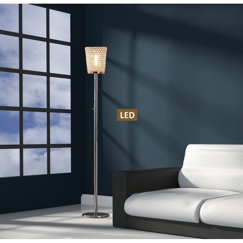 71'' Chrome Torchiere Floor Lamp, Chrome/Copper