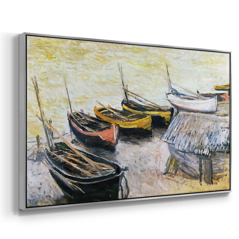 Bateaux sur la plage, 1883, reproduction d'art sur toile, H 17 po x l 25 po x P 2 po, Argent