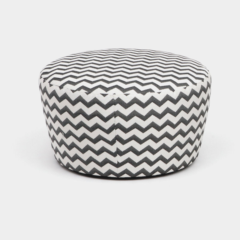Caroline Upholstered Pouf, Tangerine Sunbrella®