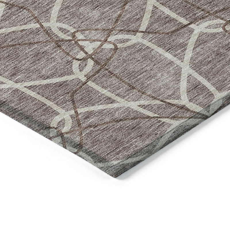 Tapis intérieur / extérieur lavable taupe et ivoire 5 pi x 8 pi