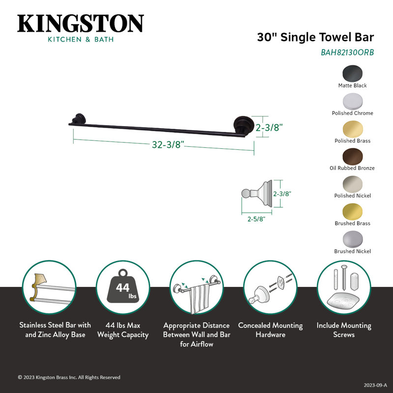Kingston Brass Concord 30-Inch Towel Bar, Satin Brass