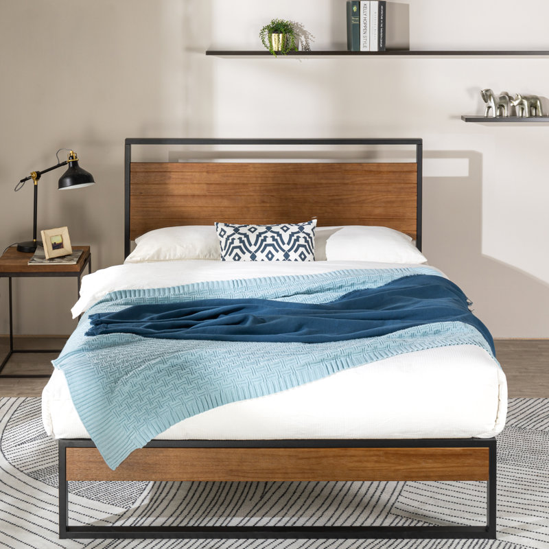Lit plateforme Noblesville, Brun châtaigne, Simple