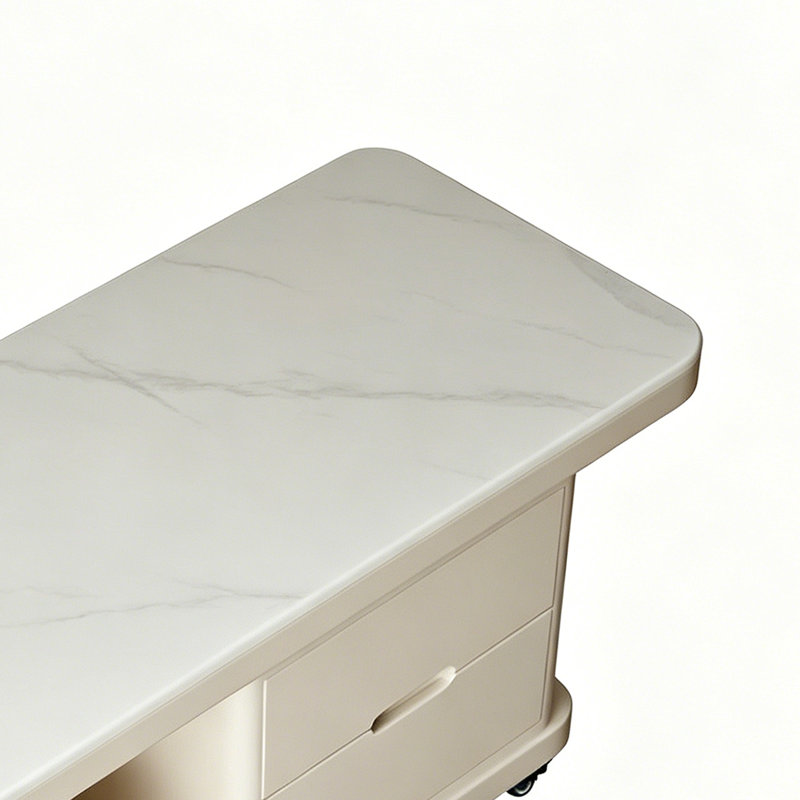 Table basse de luxe Italian Light, Blanc, Blanc / Gris, H 19,68 po x L 39,37 po x l 19,68 po