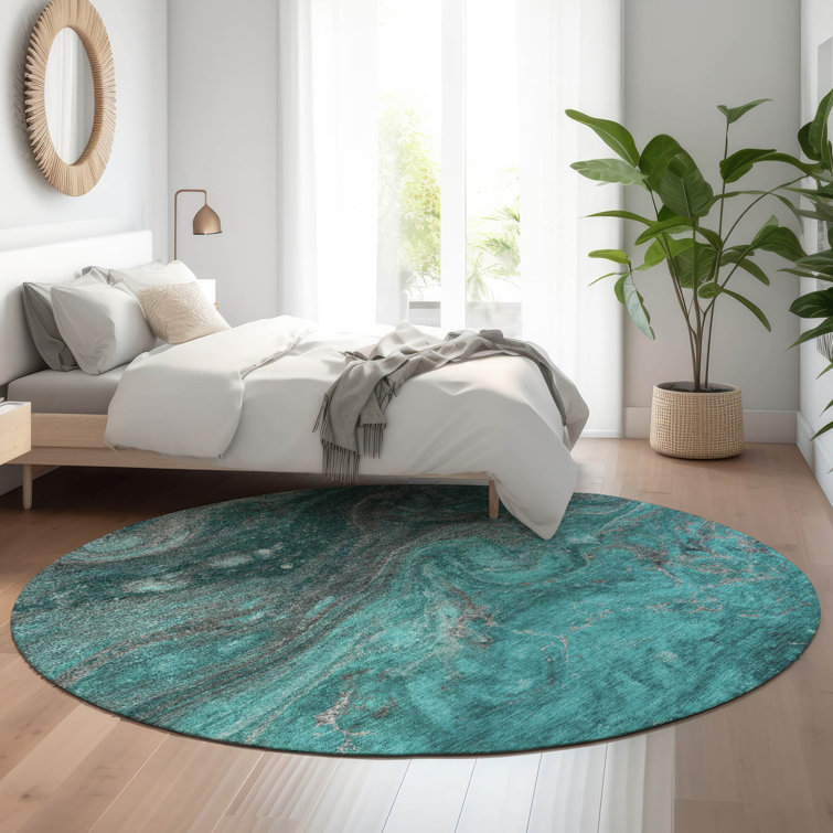 Premium Machine Washable Cerrito AMF599 Teal Rug