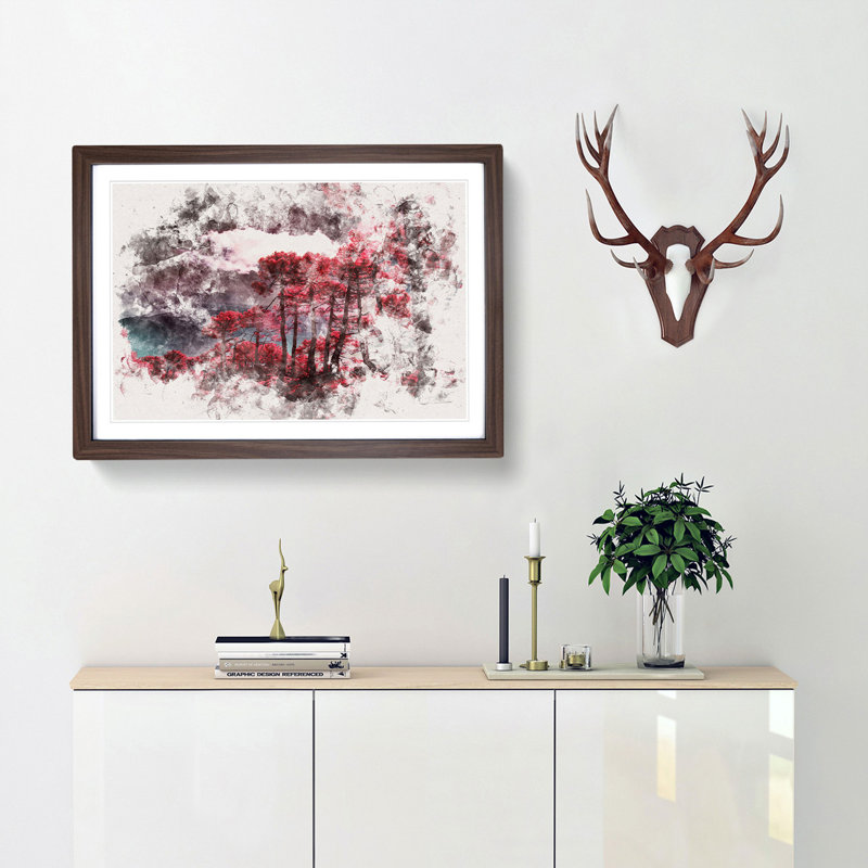 Plum Forest - Framed Print, 24cm H x 33cm W x 2cm D, Walnut Framed