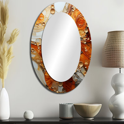 Encaustic Spirals I - Miroir mural ovale orange