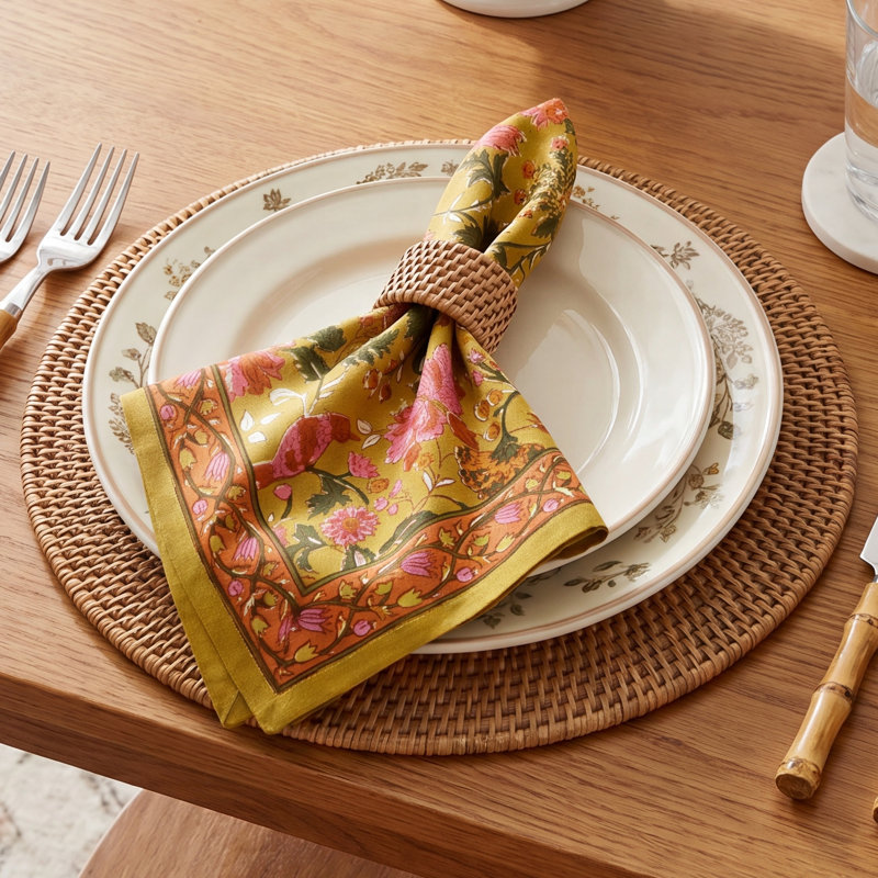 Pietrzak Napkins - Pink/Mustard - 20" x 20"