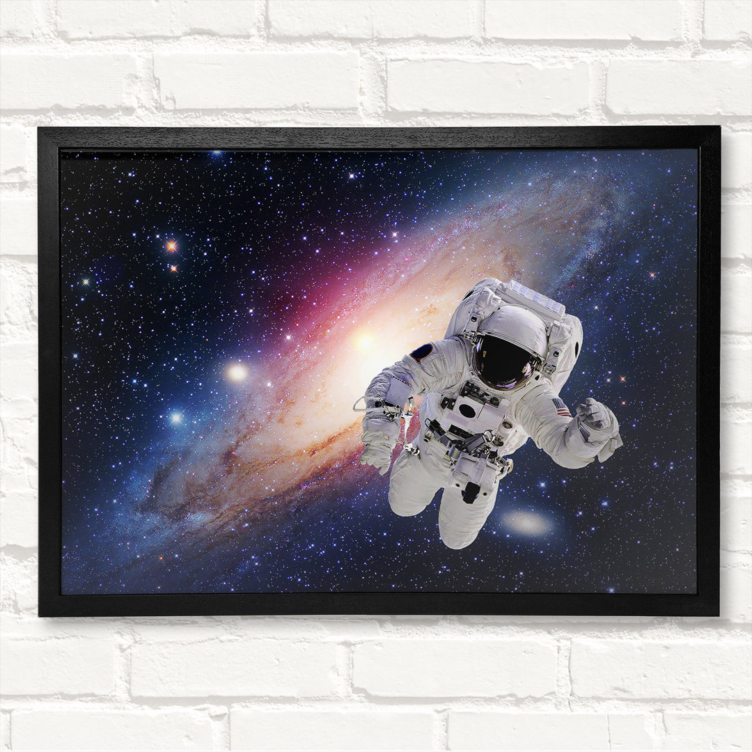 Astronaut Exploding Star - Closed Corner Frame Kunstdruck auf Holz