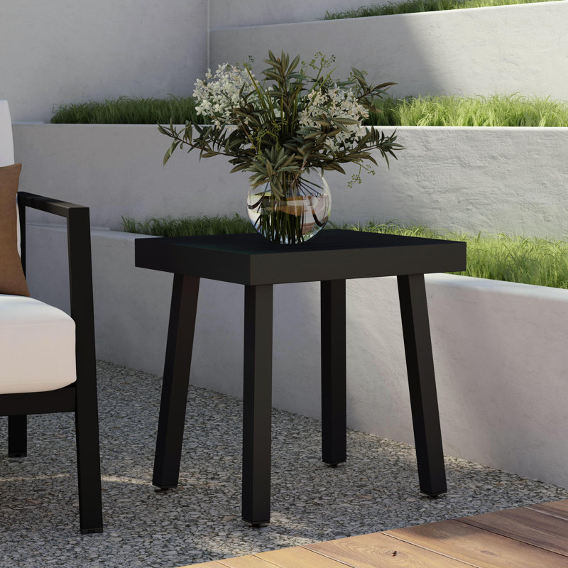 Table d'appoint en aluminium Armando, Noir, noir, noir, noir