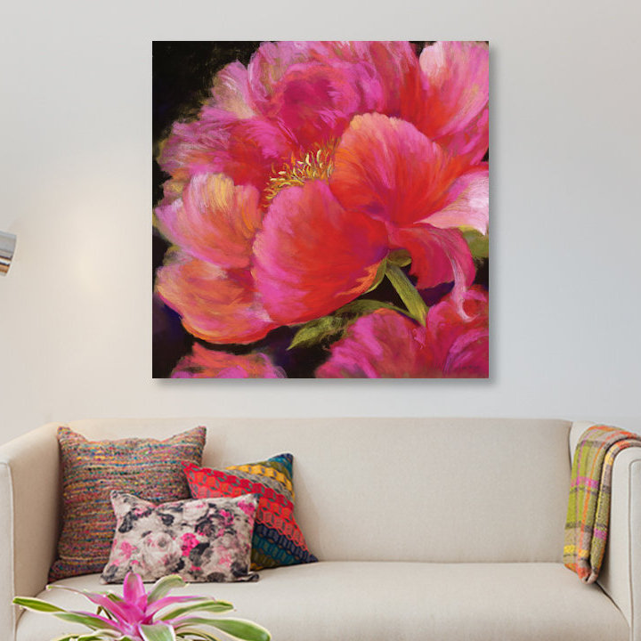 «Hot Pink», reproduction sur toile, H 37 po x l 37 po x P 1,5 po, Toile avec cadre flottant noir, Pas de tapis