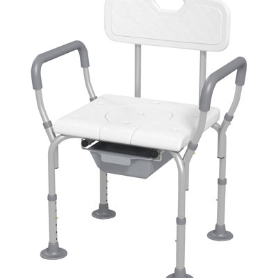 Siège de salle de bain 31 - Coussin antidérapant pour personnes âgées, blanc 31, hauteur réglable, seau amovible