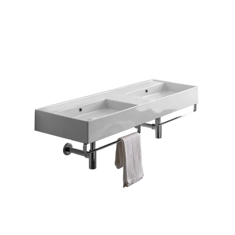 Scarabeo By Nameeks 18'' White Ceramic Rectangular Bathroom Sink with Overflow, No Hole