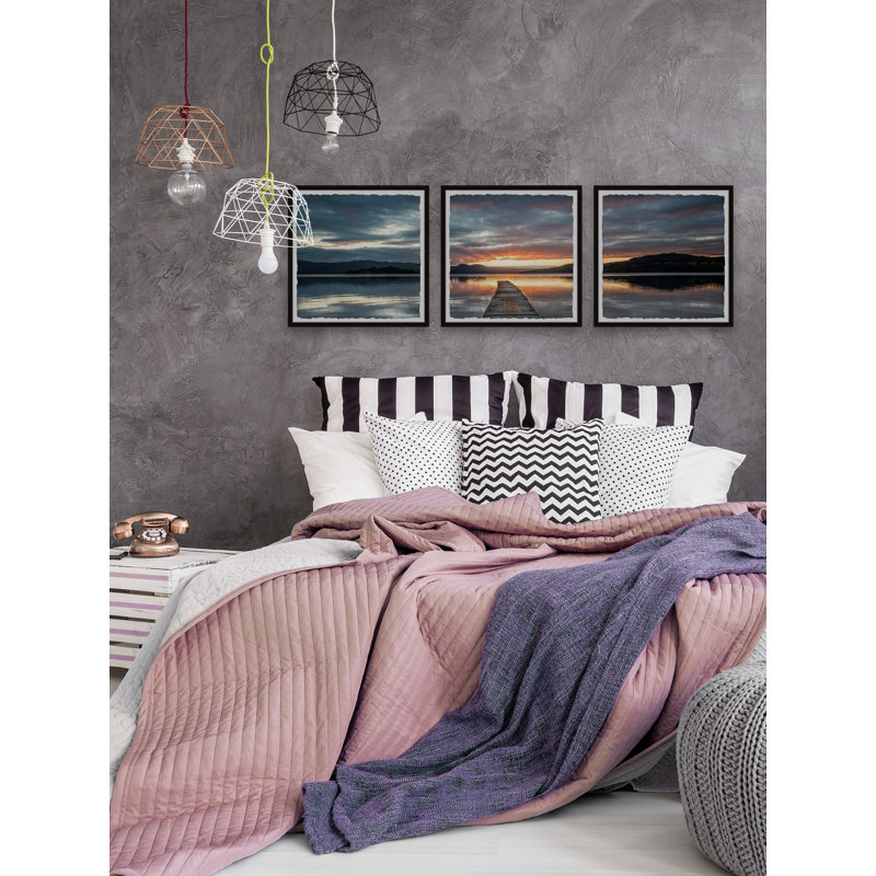 Chasser ce triptyque coucher de soleil, H 24 po x l 24 po
