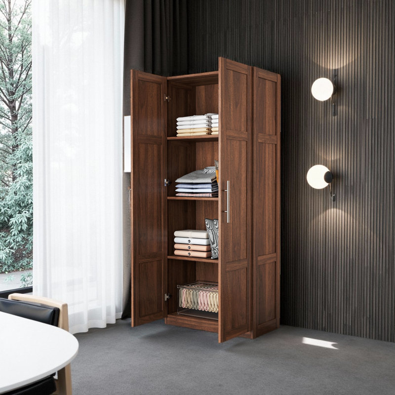 71" Tall Pantry Cabinet – Versatile Storage with Adjustable Shelving, Walnut