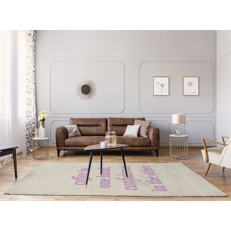 Tapis en poly-chenille à café manuscrit & quote, Rectangle 5 pi x 7 pi