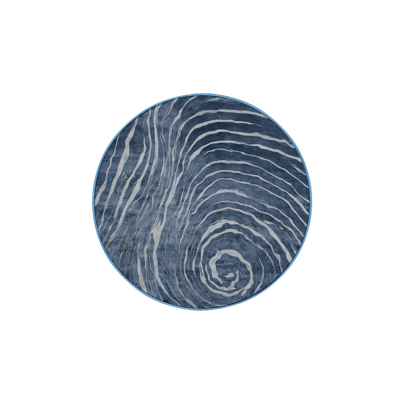 Machine Washable Blue Area Rug, Round 8'