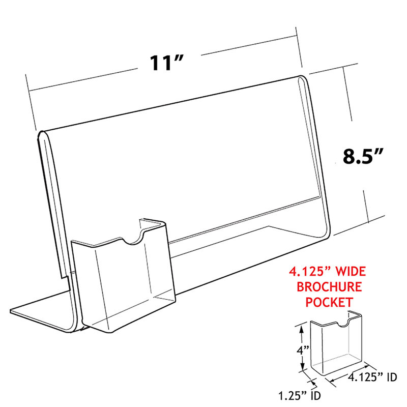 L 11 pi x H 8,5 pi en forme de L avec poche à trois volets attachée, paquet de 10