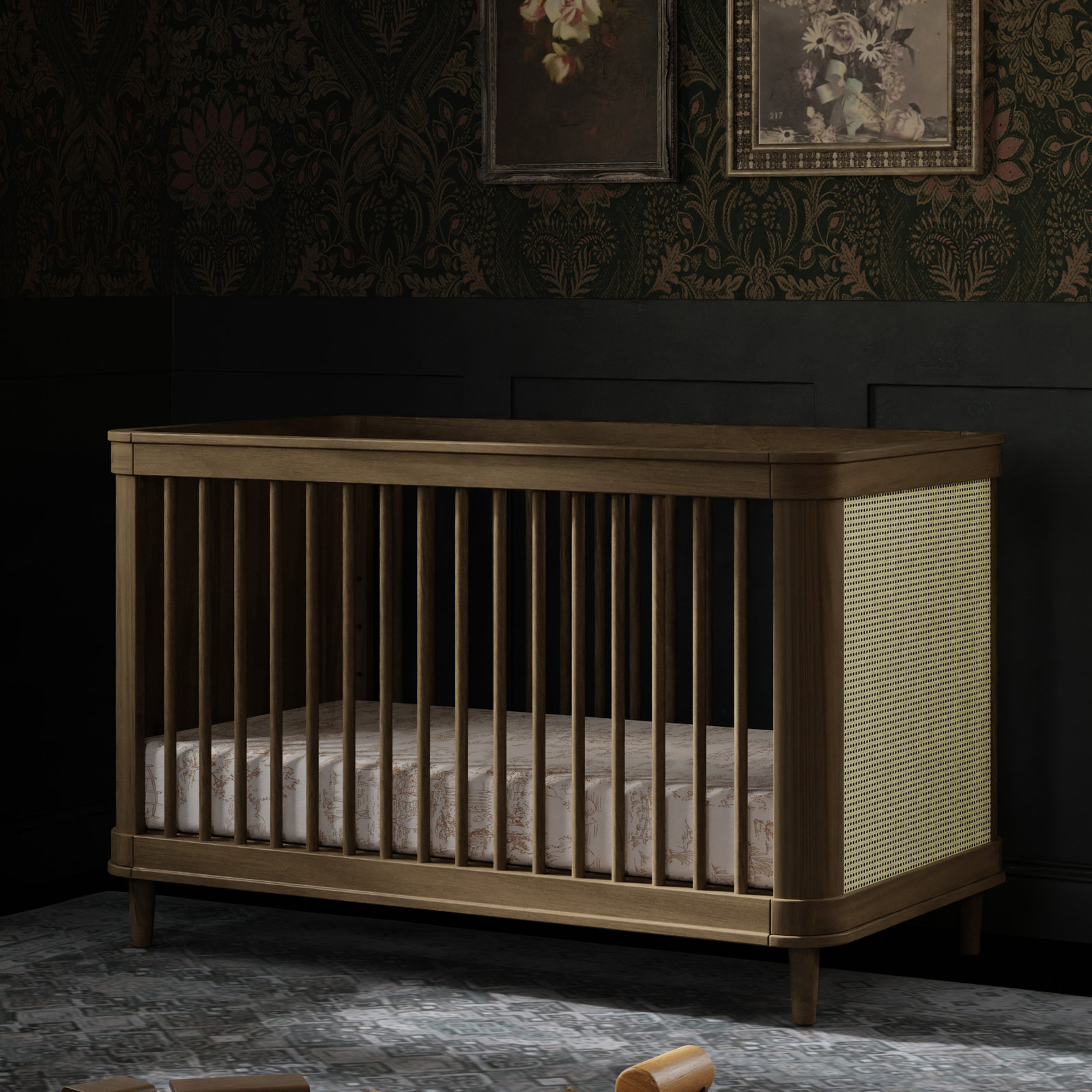 Marin 3-in-1 Convertible Crib, Natural/Walnut