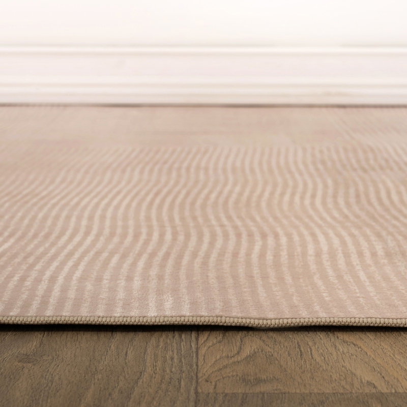 Tapis crème antidérapant Linear Block, Crème, 3 pi x 5 pi