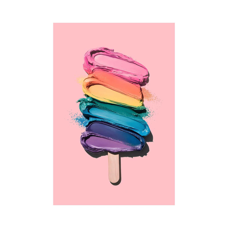 Rainbow Ice Cream Popsicle by Emanuela Carratoni - Wrapped Canvas Gallery-Wrapped Canvas Giclée, 66.04 cm H x 45.72 cm W